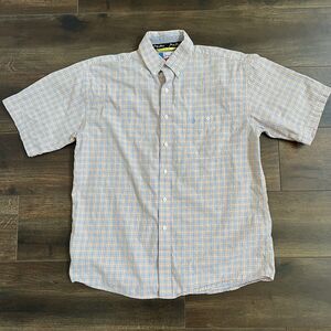 Wrangler Cowboy Cut Collection George Strait Men's Size Large Orange Blue Plaid